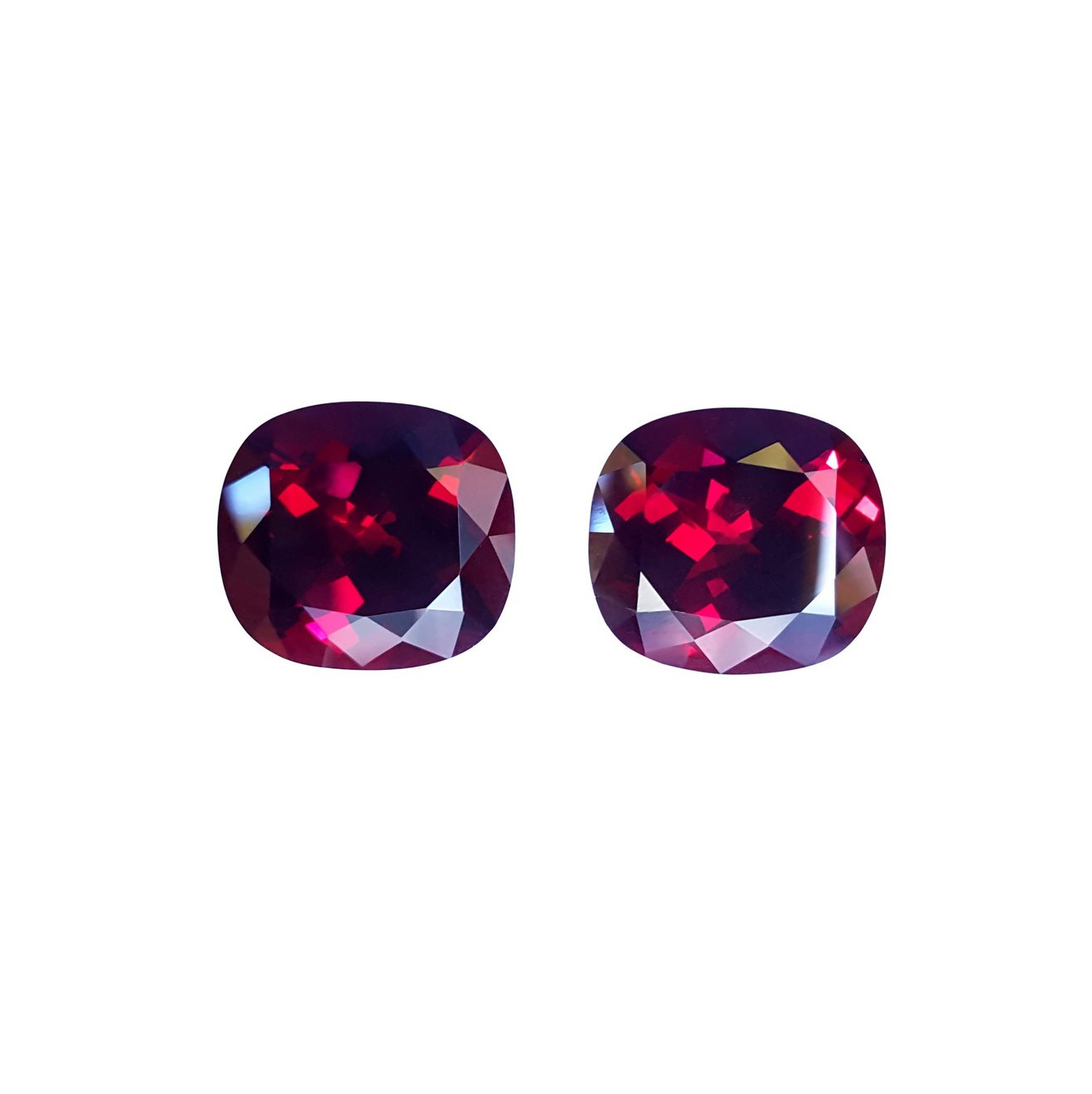 31.6ct Cushion Open Burgundy Rhodolite Pair