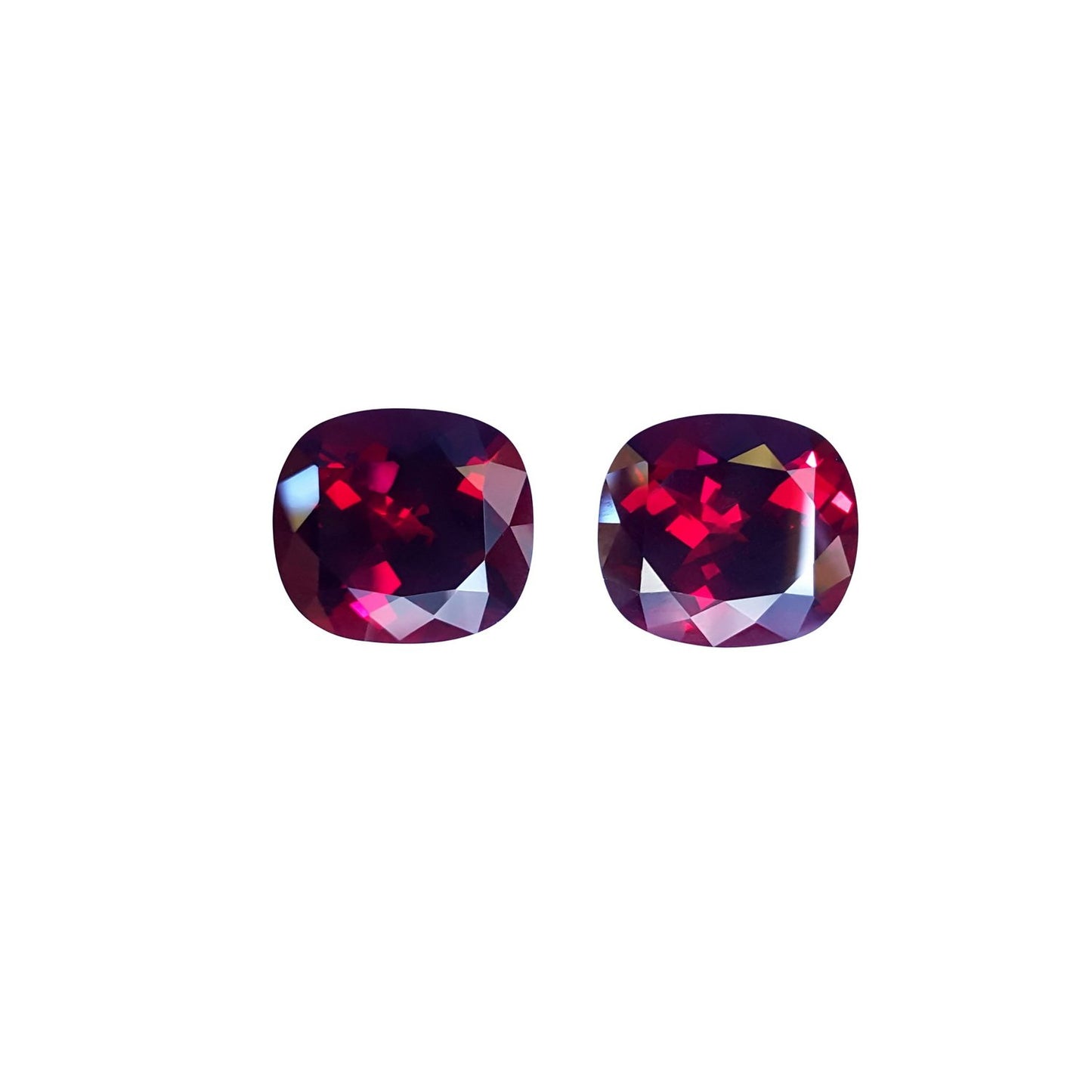 31.6ct Cushion Open Burgundy Rhodolite Pair