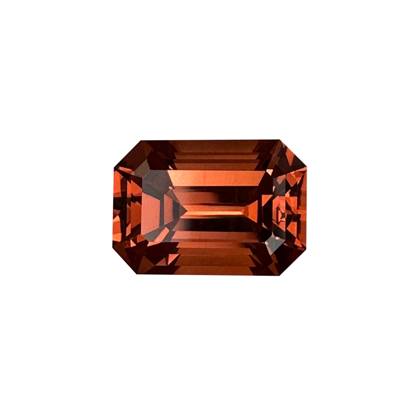 3.74ct Emerald Cut Medium Orange Malaya Garnet