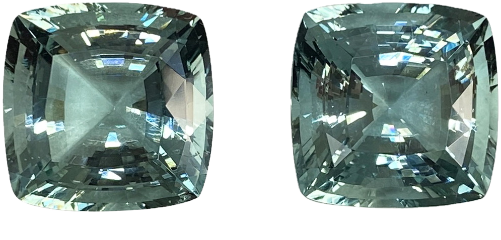 38.28ct Cushion Seafoam Beryl Pair