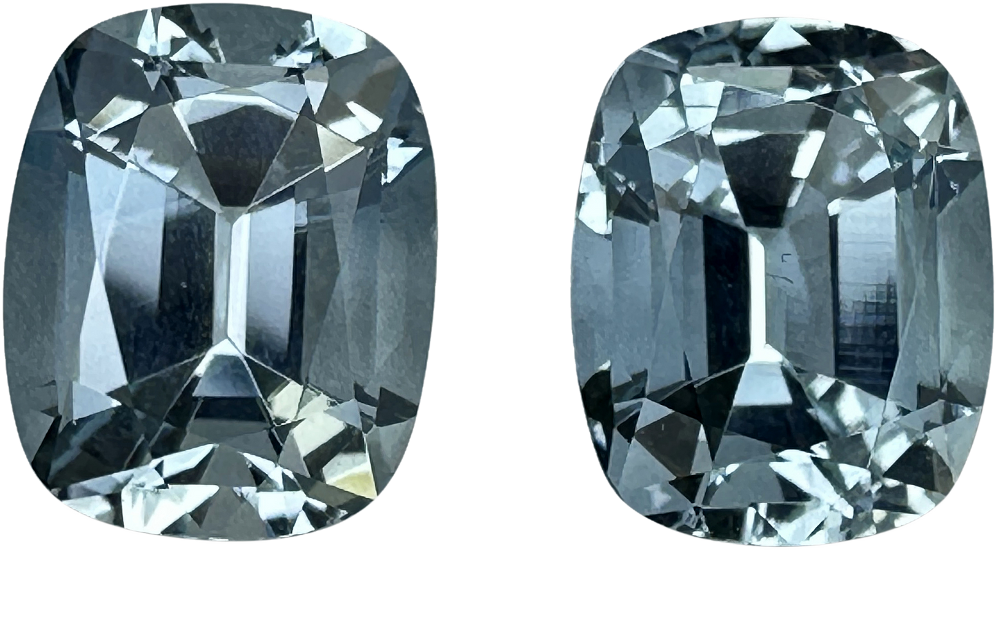 10x8mm Cushion Very Light Aquamarine Pair