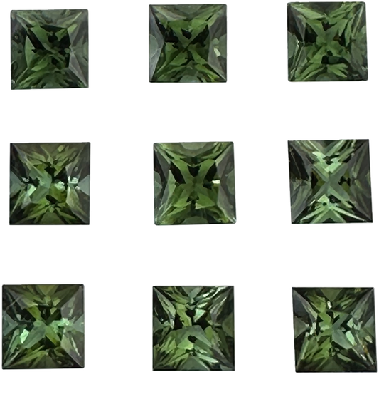 7mm Princess Cut Green Tourmaline