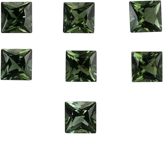 6mm Princess Cut Green Tourmaline