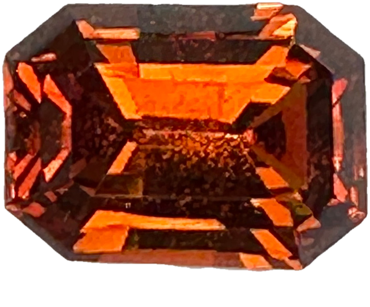7.22ct Emerald Cut Deep Orange Malaya Garnet