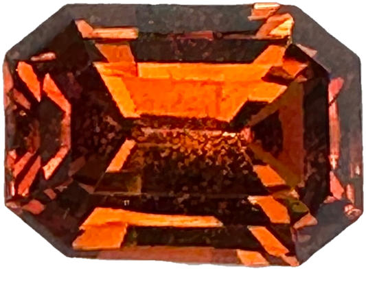 7.22ct Emerald Cut Deep Orange Malaya Garnet