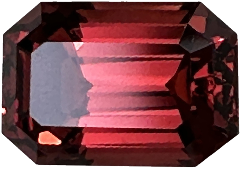 4.3ct Emerald Cut Deep Orange Malaya Garnet