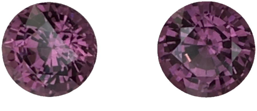 7mm Round Mauve Malaya Garnet Pair