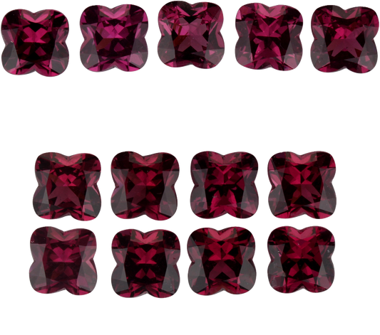 7mm Clover Cut Rhodolite Garnets
