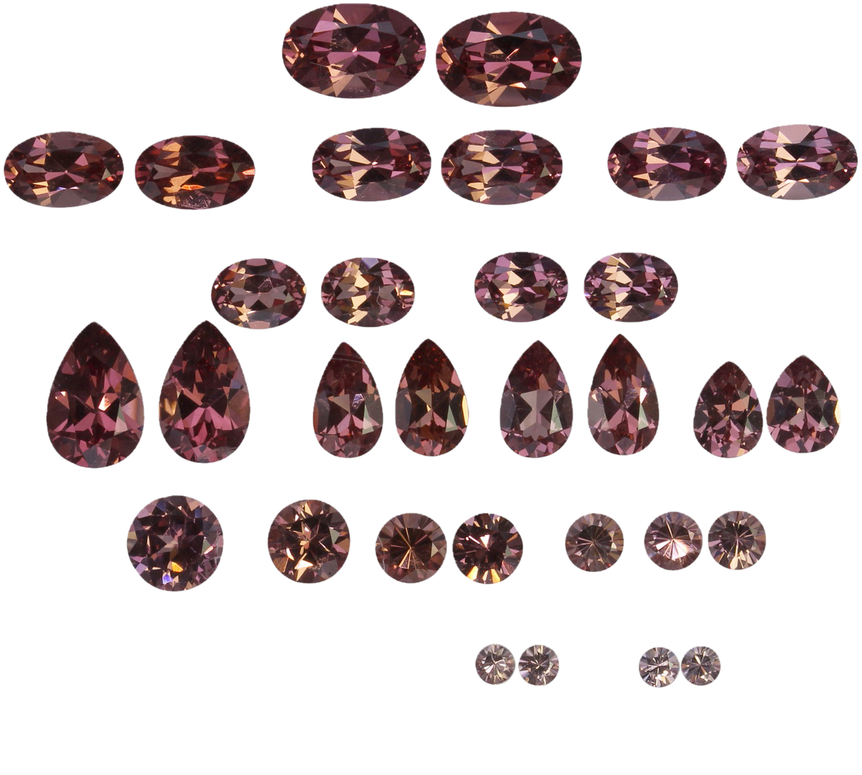 Mixed Shape Malaya Garnet samples