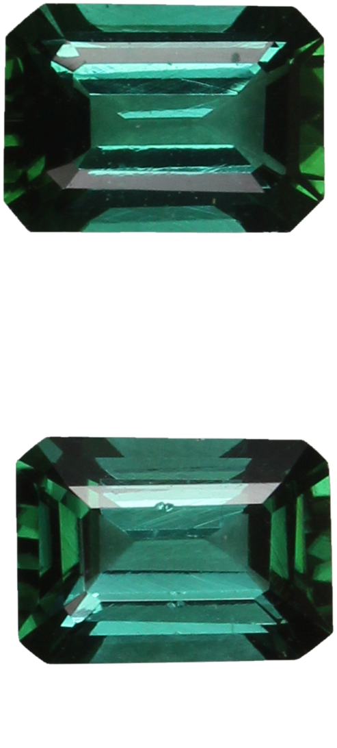 6.9x5mm Emerald Cut Medium Blue-Green Tourmaline Pair