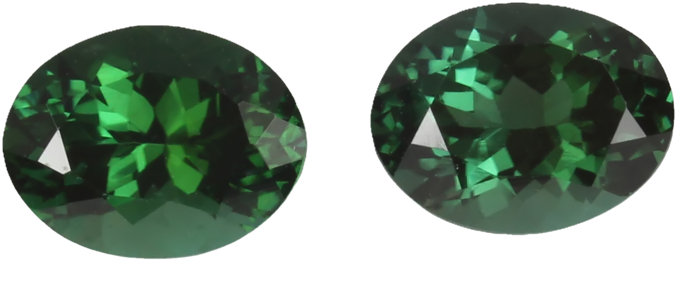 9x7mm Oval Deep Blue-Green Tourmaline Pair