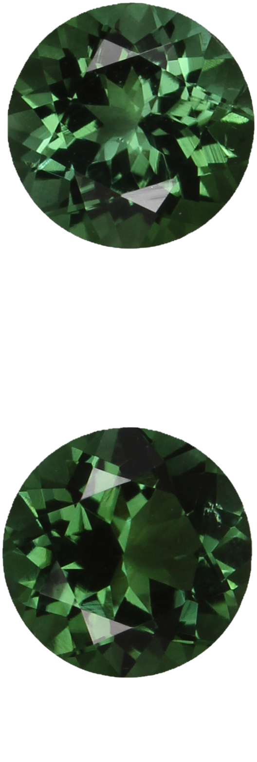 7mm Round Medium Blue-Green Tourmaline Pair