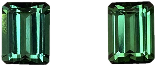 8x6mm Emerald Cut Medium Blue-Green Tourmaline Pair