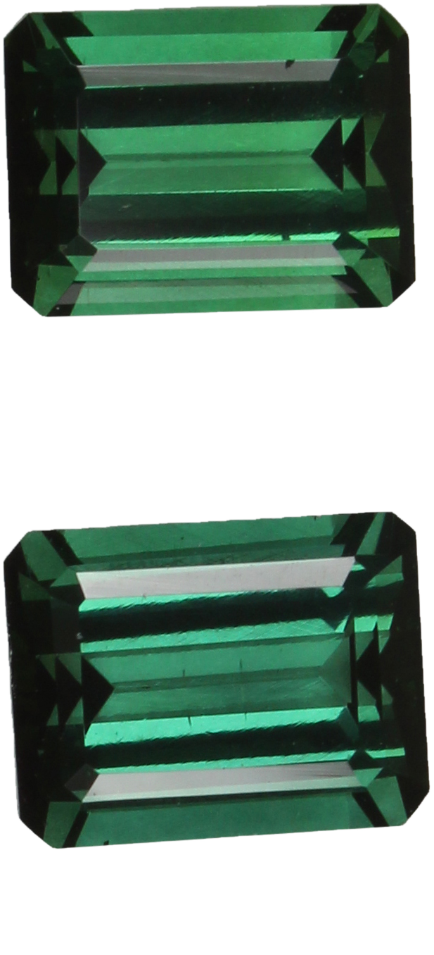 8x6mm Emerald Cut Medium Blue-Green Tourmaline Pair