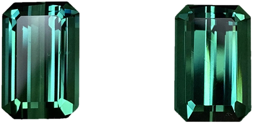 9.65ct Emerald Cut Medium Blue-Green Tourmaline Pair