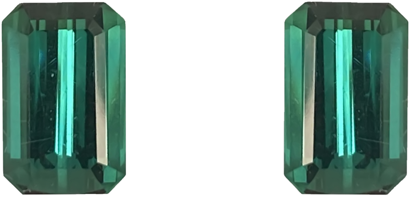 11.9ct Emerald Cut Medium Blue-Green Tourmaline Pair