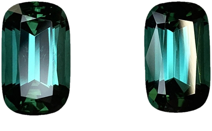 7.72ct Cushion Medium Blue-Green Tourmaline Pair