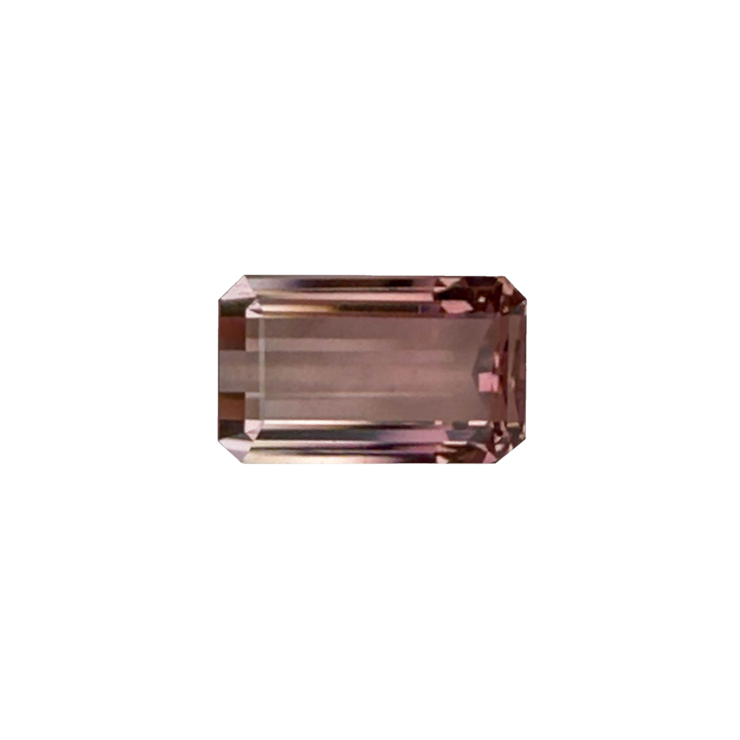 6.84ct Emerald Cut Bi-Color Light Pink Tourmaline
