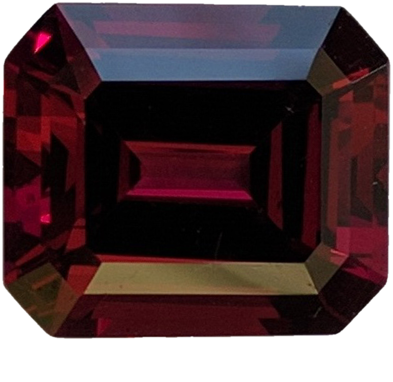 9.53ct Emerald Cut Deep Burgundy Rhodolite