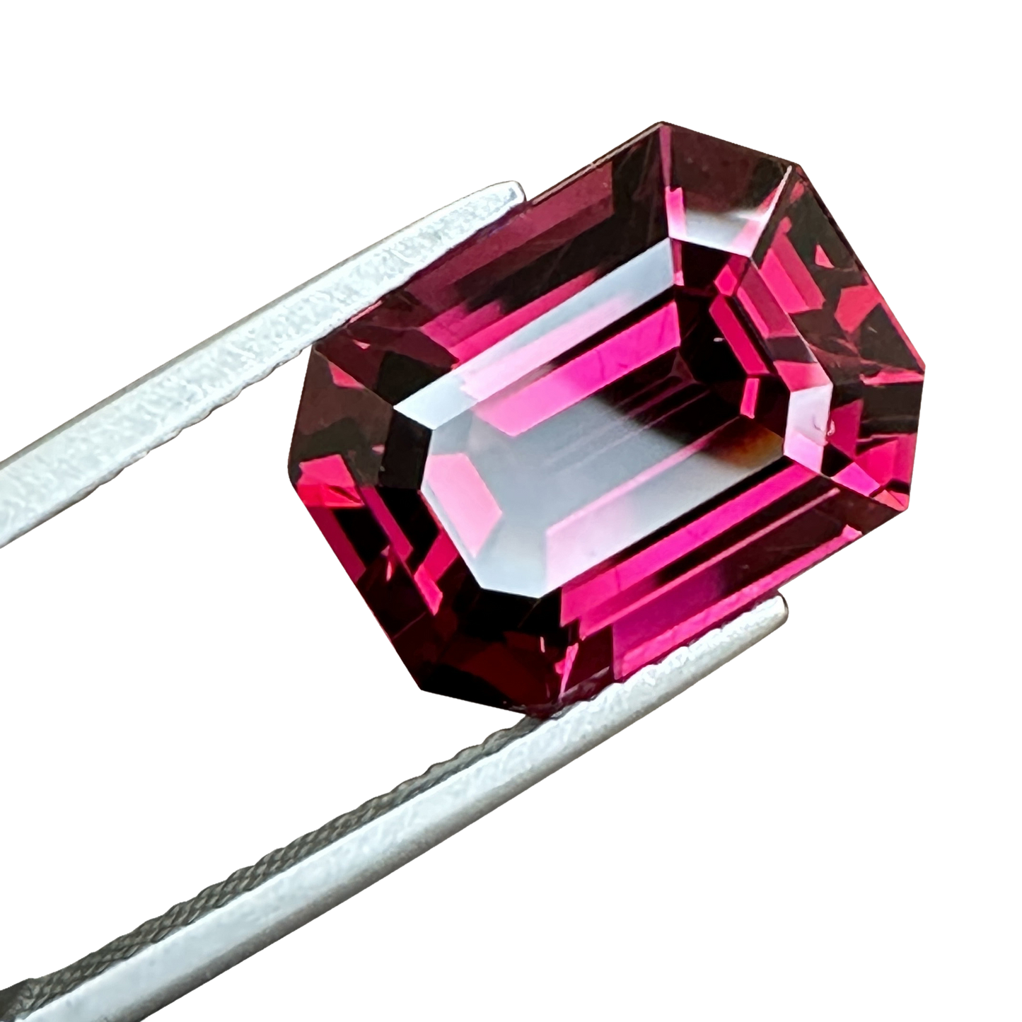 8.3ct Emerald Cut Deep Burgundy Rhodolite