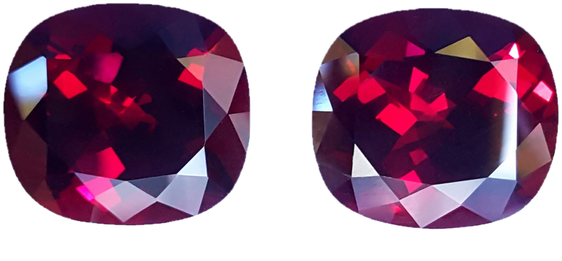 31.6ct Cushion Open Burgundy Rhodolite Pair