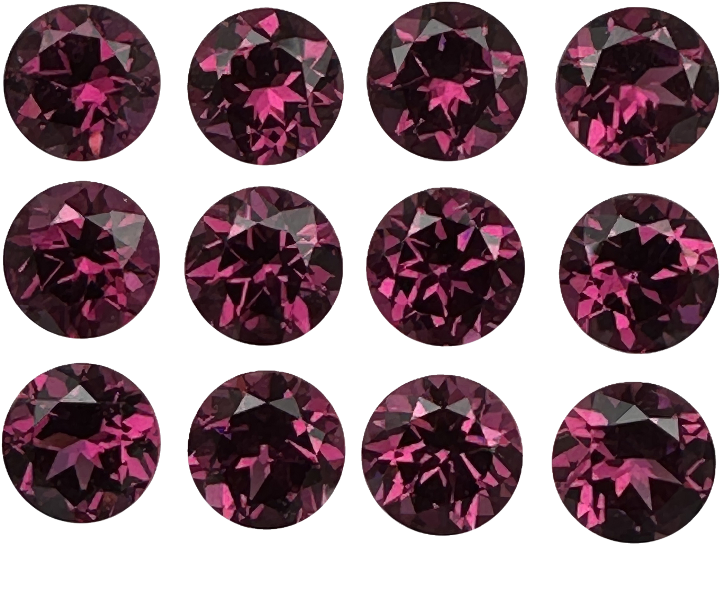 7mm Round Open Burgundy Rhodolite