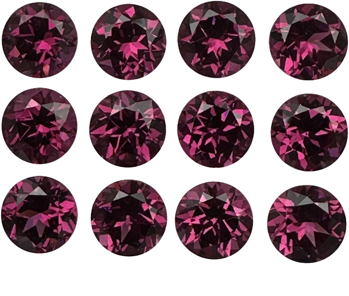 7mm Round Open Burgundy Rhodolite
