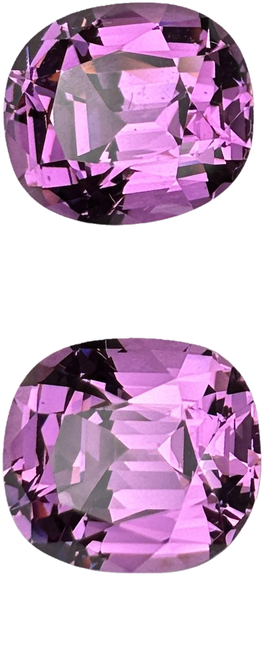 4ct Cushion Light Pink Rhodolite Pair