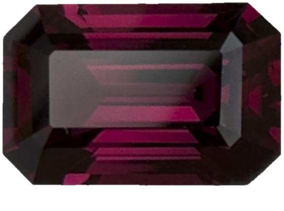 4.28ct Emerald Cut Open Burgundy Rhodolite