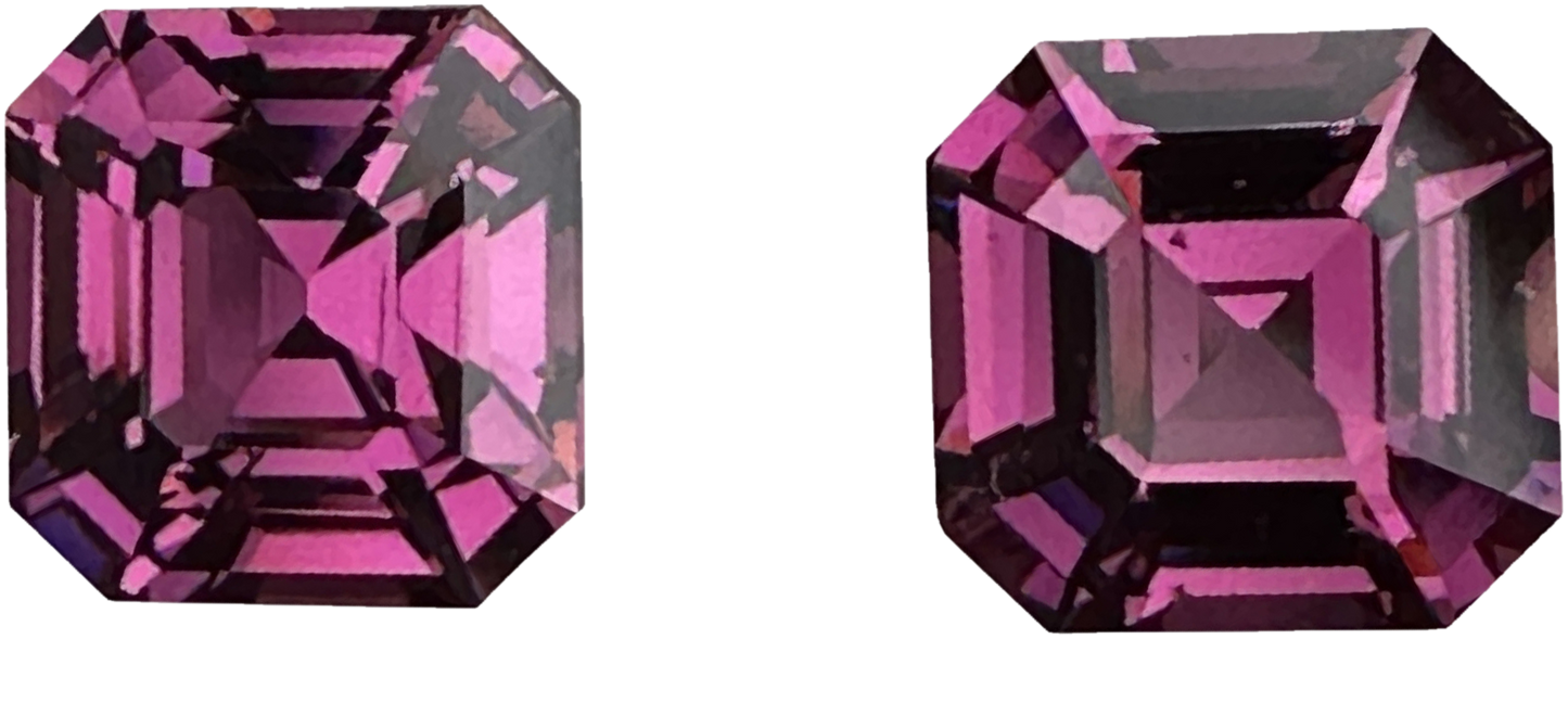 10.44ct Octagon Magenta Rhodolite Pair