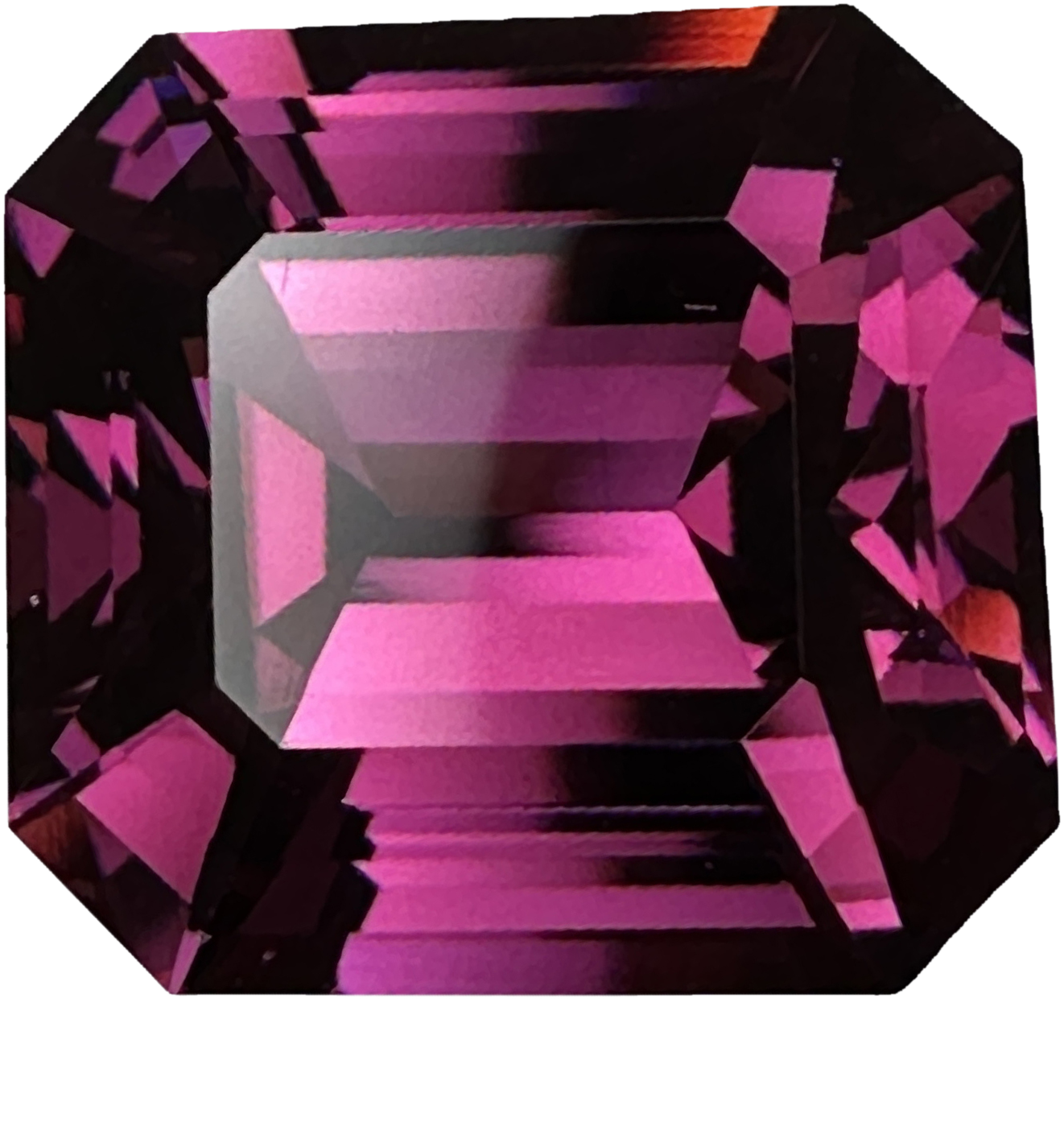 13.73ct Emerald Cut Medium Pink Rhodolite