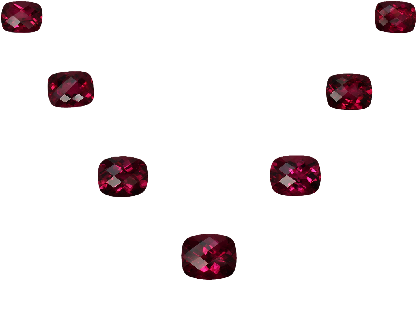 9x7mm Cushion Reddish Color Rubellite Suite