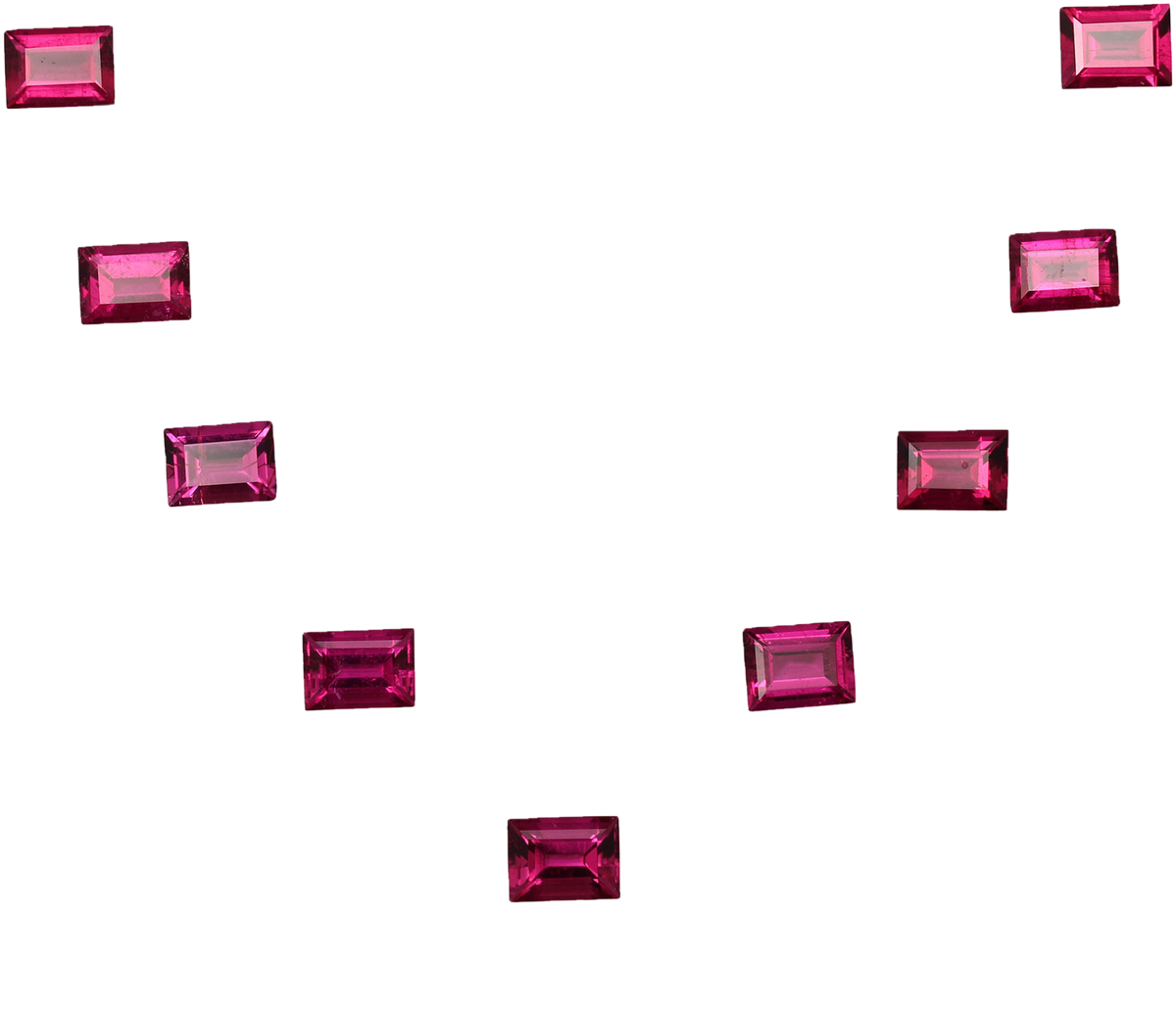 8x6mm Baguette Fuchsia Color Rubellite Suite