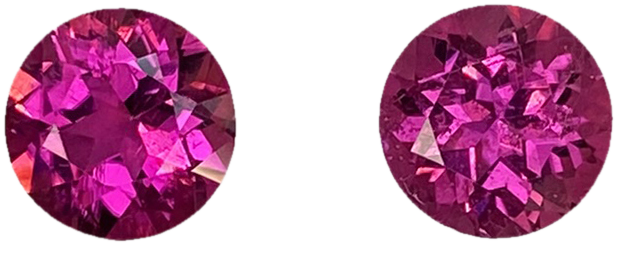 8mm Round Fuchsia Color Rubellite Pair