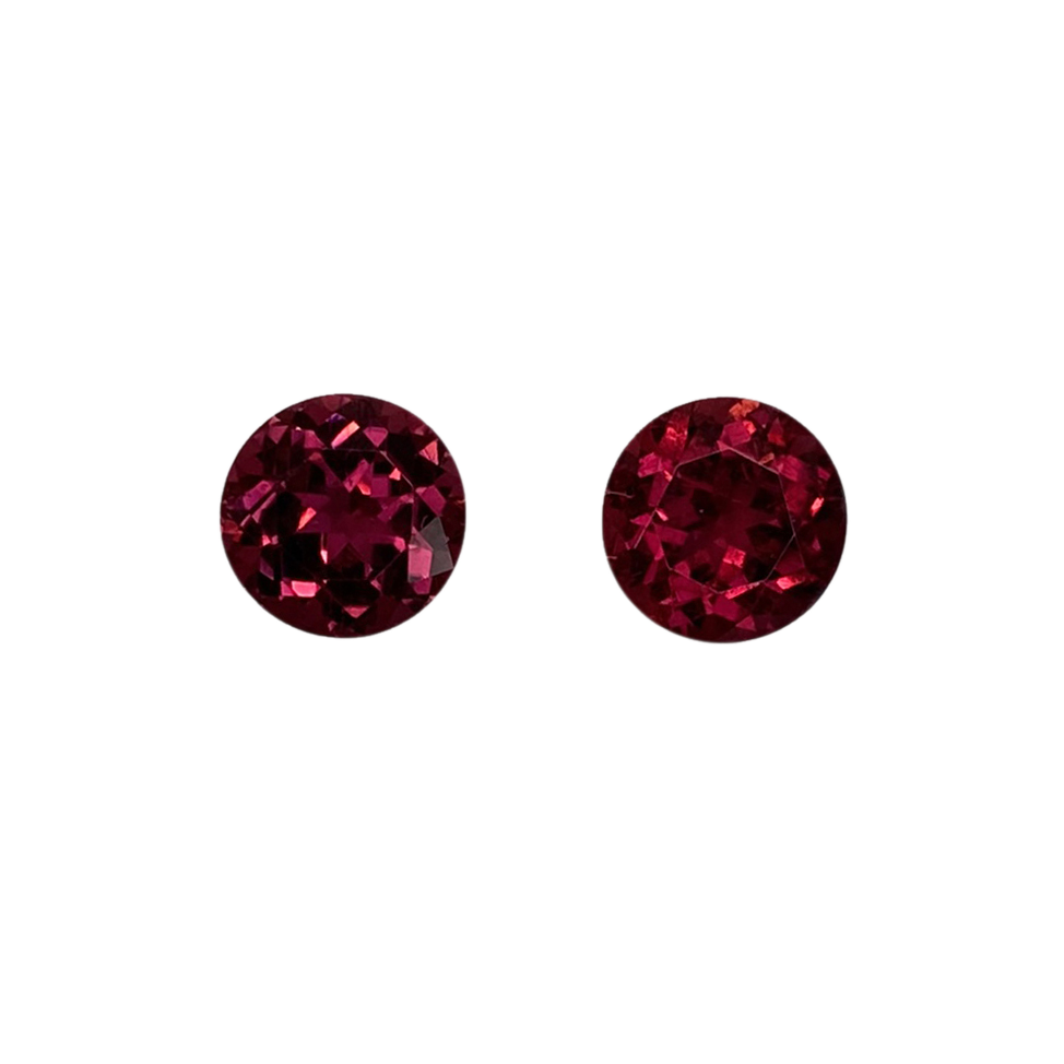 8mm Round Reddish Color Rubellite Pair