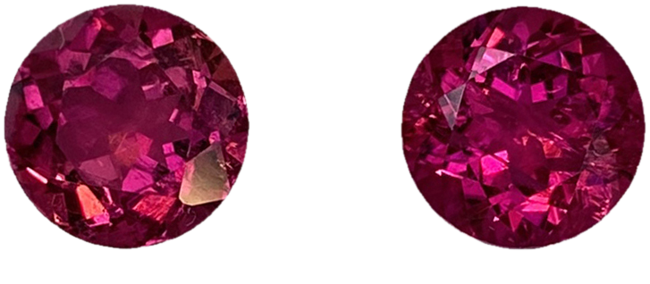 8mm Round Fuchsia Color Rubellite Pair