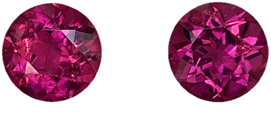 7.5mm Round Fuchsia Color Rubellite Pair