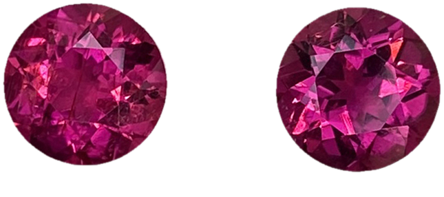 7.5mm Round Fuchsia Color Rubellite Pair