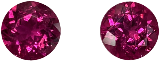 7.5mm Round Fuchsia Color Rubellite Pair