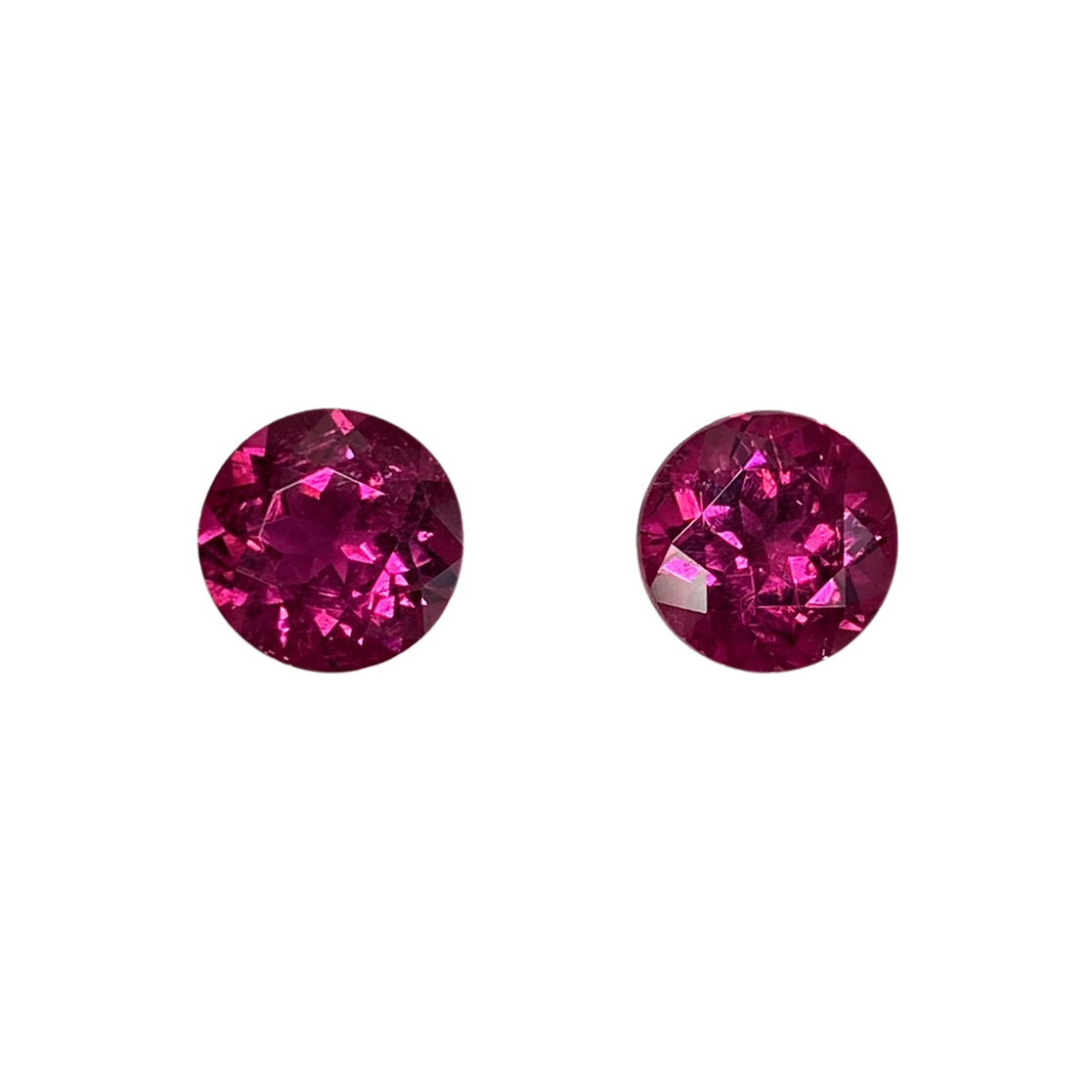 7.5mm Round Fuchsia Color Rubellite Pair