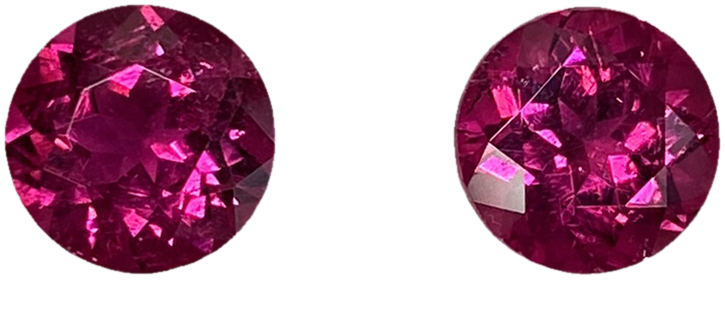 7.5mm Round Fuchsia Color Rubellite Pair