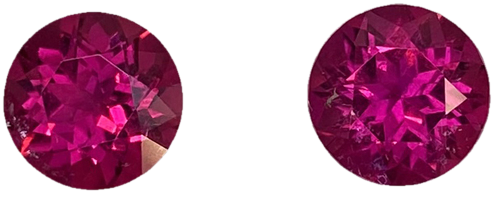 7.5mm Round Fuchsia Color Rubellite Pair