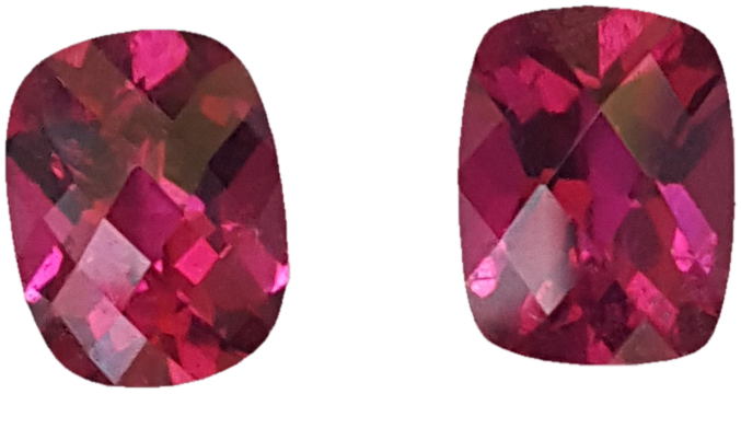 9x7mm Cushion Rubellite Pair