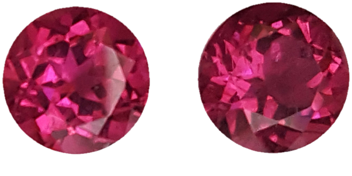8mm Round AA Color Rubellite Pair