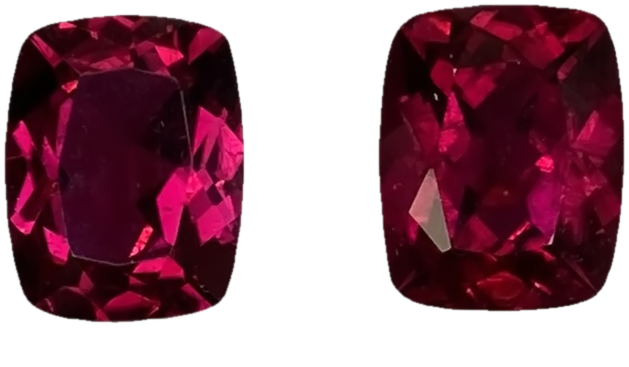 10x8mm Cushion Reddish Color Rubellite Pair