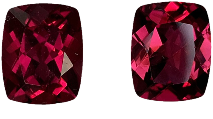 10x8mm Cushion Reddish Color Rubellite Pair