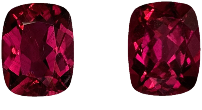 9x7mm Cushion Reddish Color Rubellite Pair