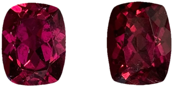 9x7mm Cushion Reddish Color Rubellite Pair
