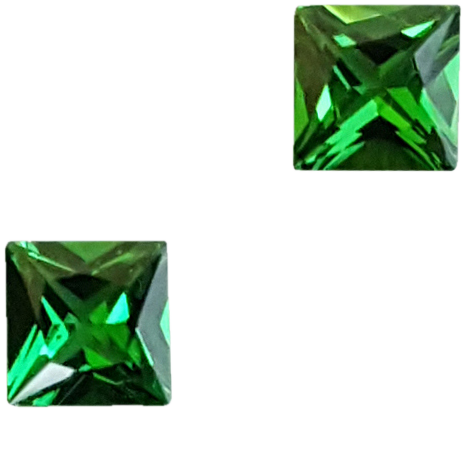 4mm Princess Cut Bright Green Tsavorite Pair