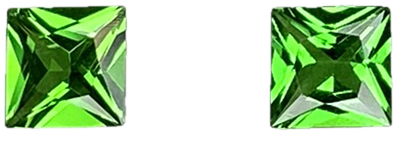 4mm Princess Cut Bright Green Tsavorite Pair